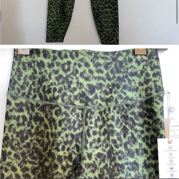 Good American GP0672 Pesto Green Leopard Core Power 7/8 Leggings - Picture 3 of 6